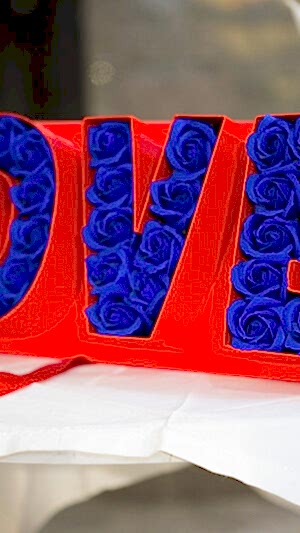 Mavi güllü love tabela